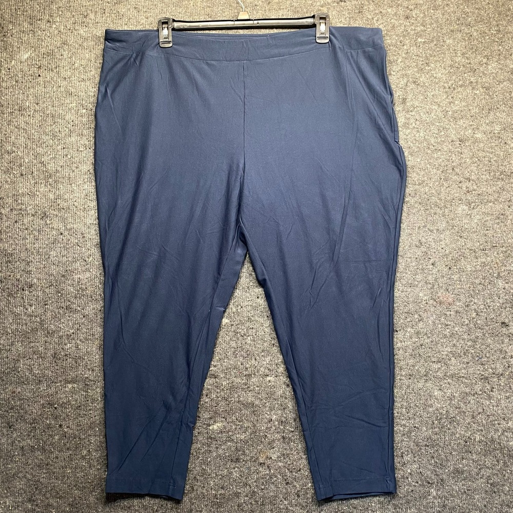 Terra & Sky Womens Ankle Leggings Navy Blue Plus Size 4X 28W-30W High Rise